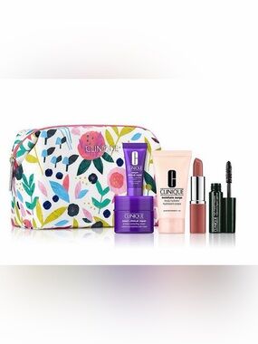 Clinique Skincare Sampler with Floral Pouch